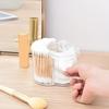 1pc Large Capacity Dustproof Cosmetic Organiser Cotton Swab Organiser,Bamboo Lid,Portable Cotton Swab and Powder Puff Holder