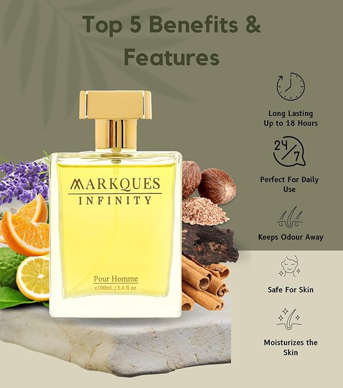 MARKQUES Infinity Perfume | Eau de Parfum for Men | Long Lasting Luxury Fragrance | Gifting for Husband Boyfriend Father Brother | 100ml EDP