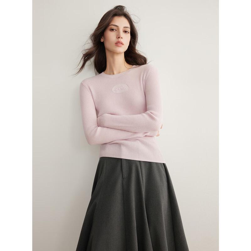 ELLE Women's Slim Fit Merino Wool Blend Knit Sweater