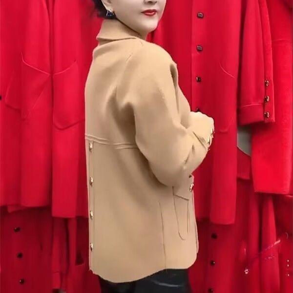 Herbst Winter Damen Locker Geschnittene Wolljacke Damen Langärmelige Oberbekleidung Mutter Große Größe 5XL Beidseitig Kurze Oberteile Mantel