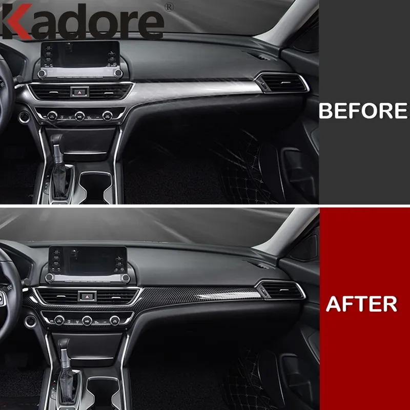 For Honda Accord 10th 2018     Carbon Fiber Interior Accessories Car Dashboard Central Control Panel Cover Trim