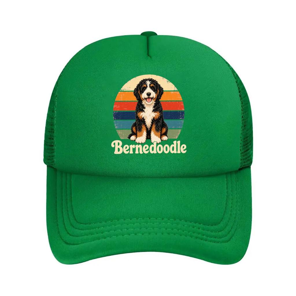 Vintage Bernedoodle Sunset Stripe Po Mesh Baseball Cap For Womens Unisex FeUnisex Beach Dad Hat Hip Hop