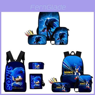 Sonic The Hedgehog Backpack Set With 3d Printed Cartoon Design For Daily Use
