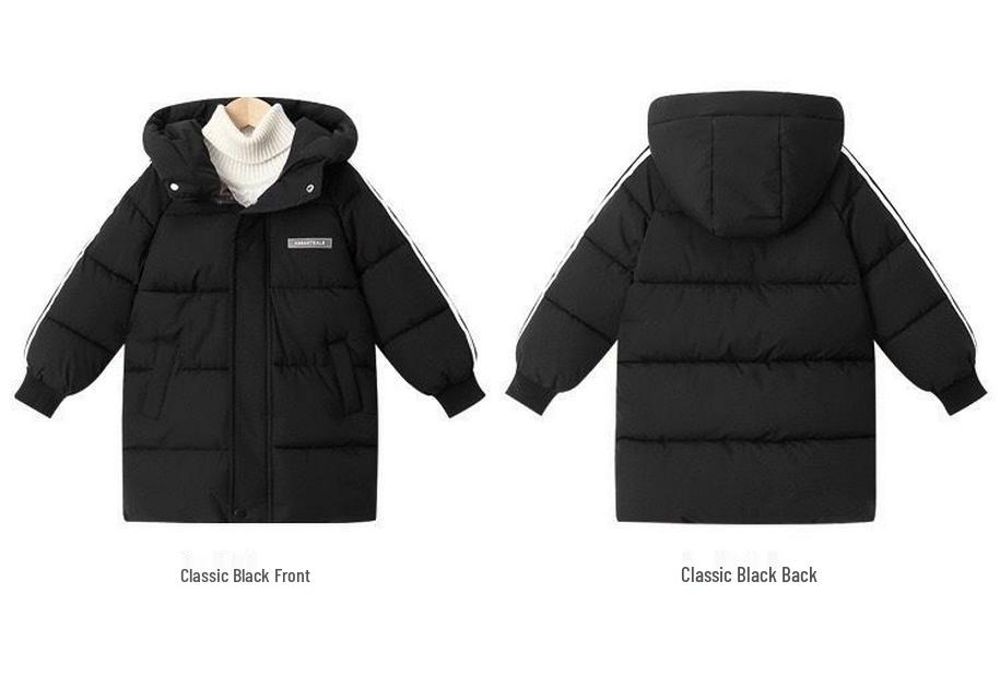 Mid-Length Children's Down Cotton Jacket - Warm, Thickened Outerwear for Boys and Girls