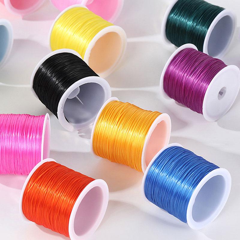1Roll Beading Thread Accessories Flat Elastic Thread Elasticity Spandex DIY 0.8mm Elastic Cord Hand Knitting