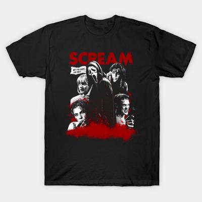 Men Black Print T-shirt Scream No-Cut Transfer Paper Print Cotton Tshirt - Men's Summer Cotton Graphic Tee