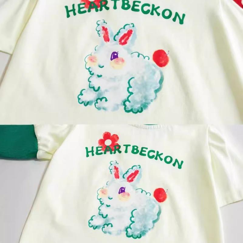 طقم قطن للأطفال بناتي كرتوني تي شيرت طفل طقم كاجوال زهري