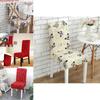 Elegant Elastic Chair Covers For Restaurants And Hotels White Black Floral Print