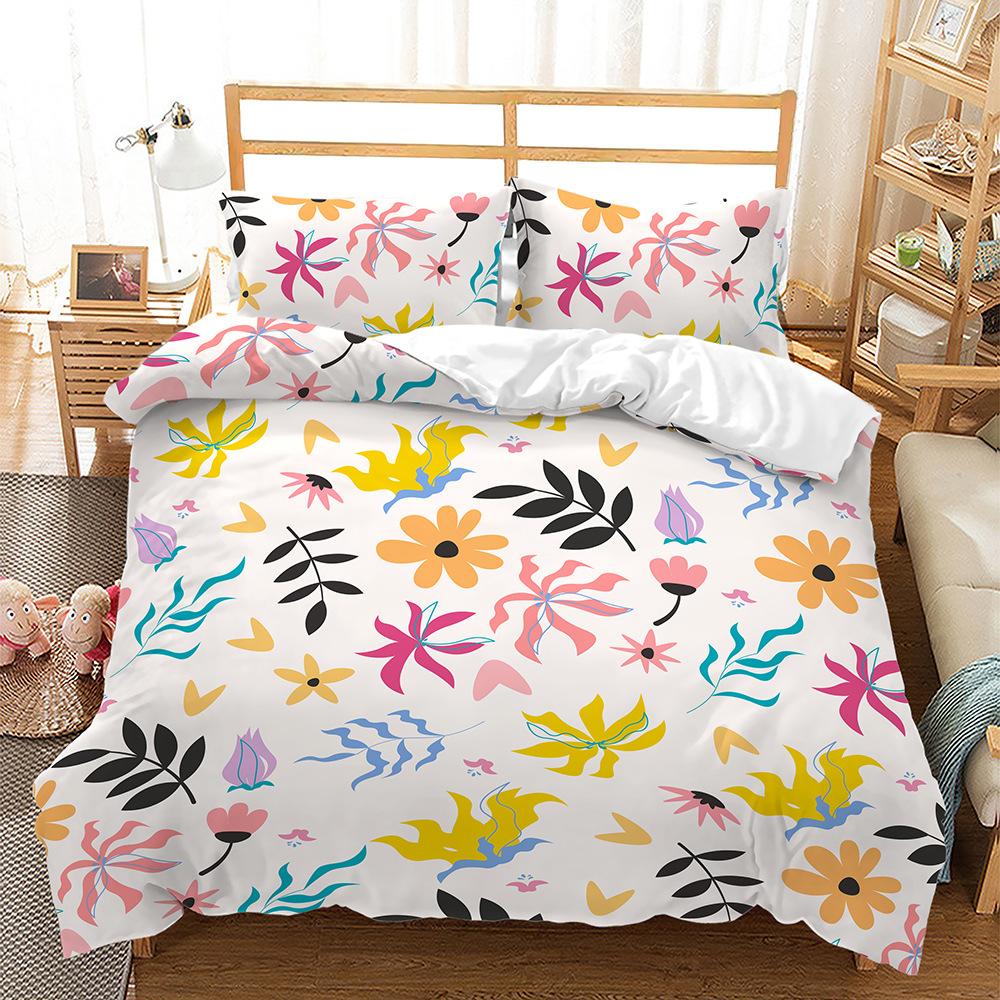 

Quilt Cover Flower Floral Series Fresh 3D Quilt Cover Three-Piece Digital Kit 135 * 200 (two-piece set) 90g