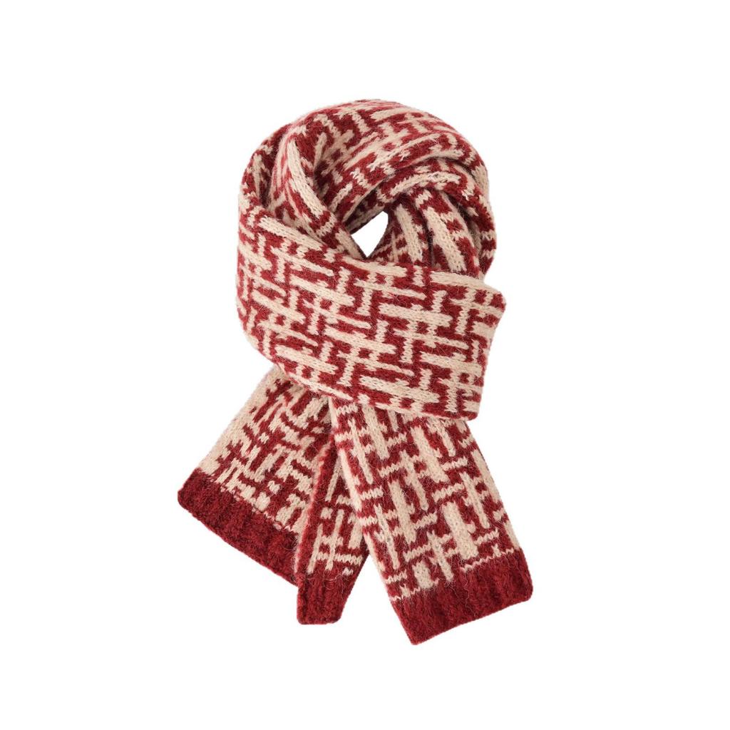 Festive Red Kids' Knitted Scarf: Winter 2025 Collection - Warm, Cold-Proof Neck Warmer for Boys & Girls