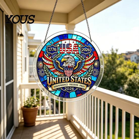 Glass Wind Chime Effect Acrylic Puzzle Suncatcher, Bee Yellow Flower Sun Catchers for Window Hanging, 7.48 Inch DIY Collectible Piece Craft