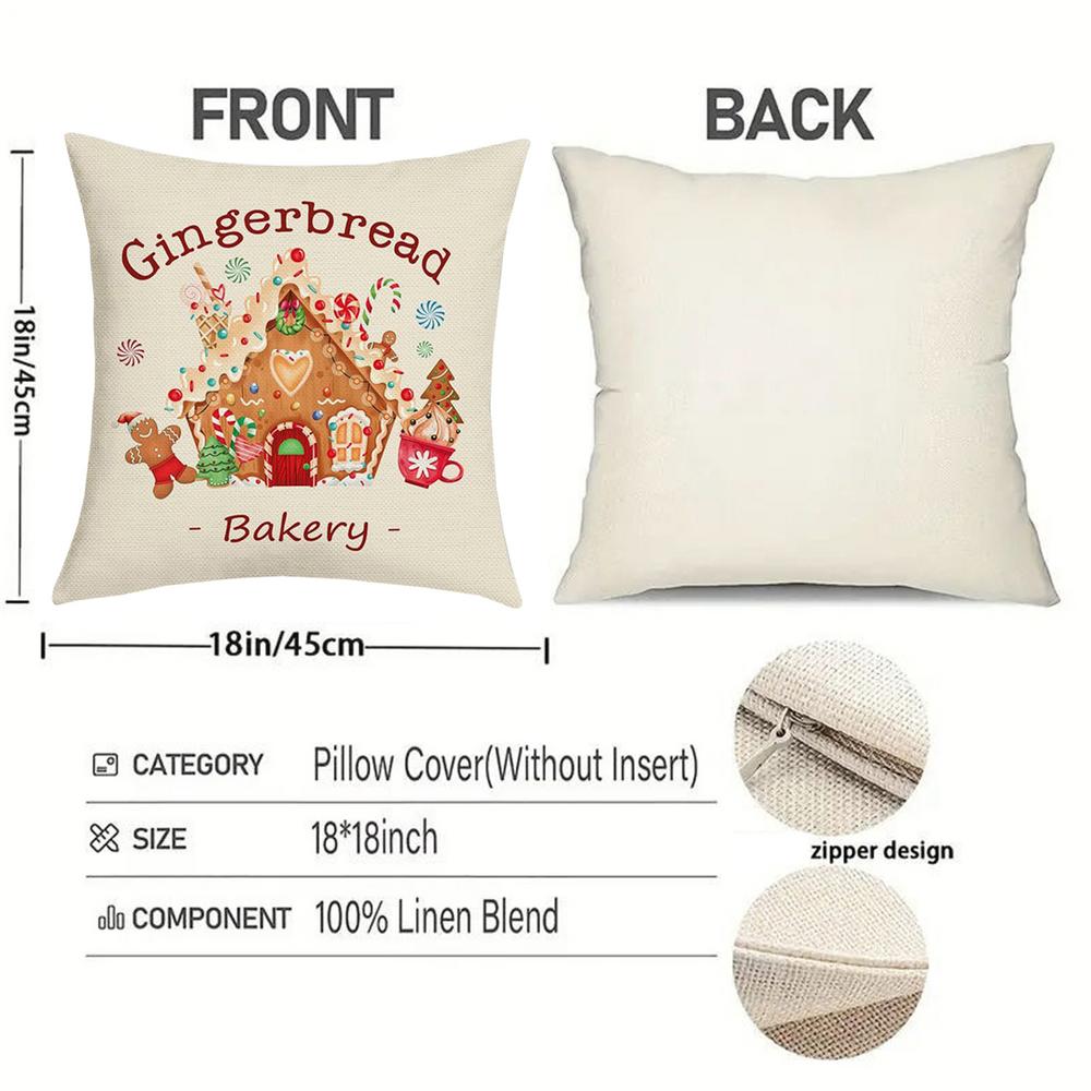 Christmas Throw Pillow Covers Farmhouse Cartoon Square Cushion Pillow Cover Linen Fabric Christmas Series Seasonal Throw Case