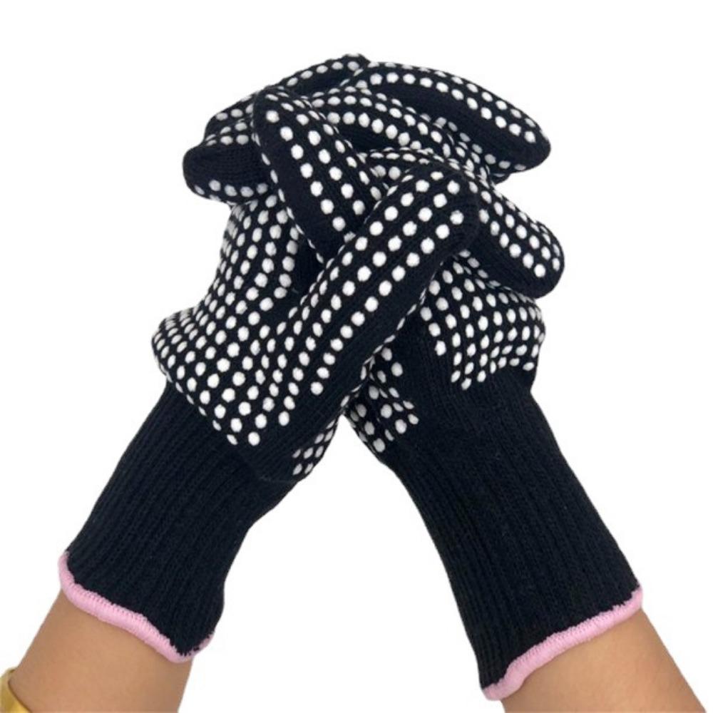 High Temperature Resistant Hair Gloves PVC Beads Silicone Gloves Curling Iron Straight Hair Ironing Anti-scalding Heat Insulation Gloves