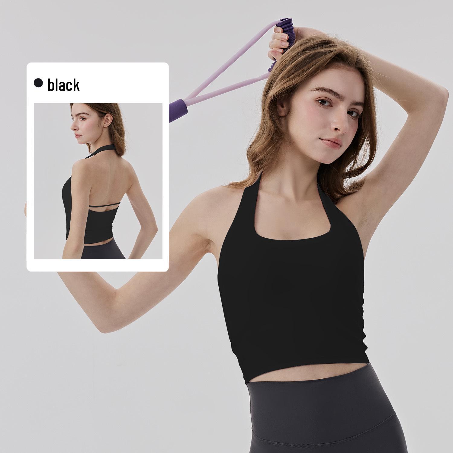

Women s Halter Yoga Tank with Built-in Bra, Side Coverage, Lycra Skin-Friendly Fit Small