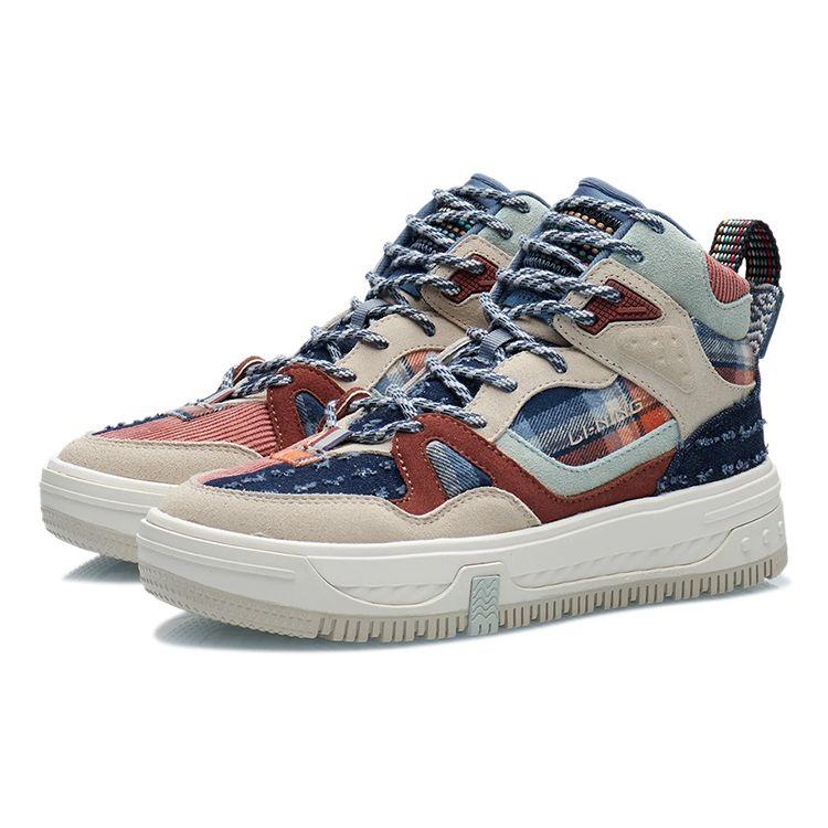 Li Ning Classic Casual High-Top Skate Shoes Women Sneakers Oatmeal-Gray AGCR432-4