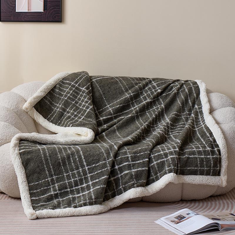 Double-Layer Lamb Wool Cashmere Blanket - Thick Warm Nap & Sofa Cover