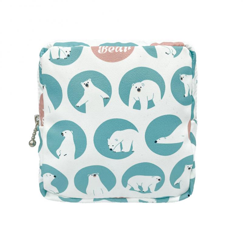 Women Portable Sanitary Napkin Tampon Storage Bag Cotton Travel Makeup Storage Bag Literary Zipper Coin Purse Sundries Storage