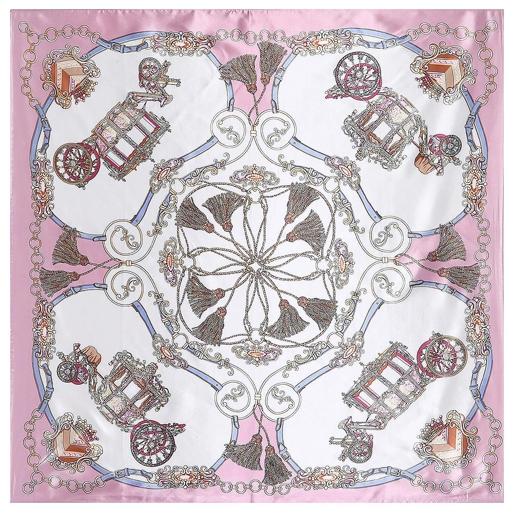 90*90cm Imitation Silk Printed Small Square Scarf Luxury Tassel Foulard Hijabs For Ladies