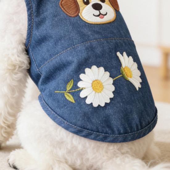 Dog Clothes for Small Medium Dogs Summer Denim Shirt with Leash Ring Soft Breathable Sweatshirt Sleeveless Pet Outfits