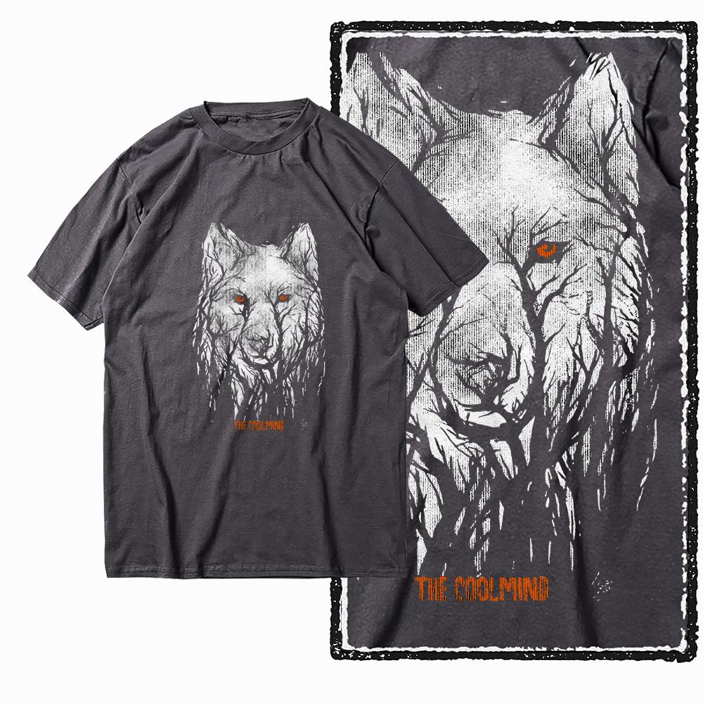 

Coolmind MAE 100% cotton wolf printed Exclusive graphic men T shirt big size streetwear men tshirt for men t-shirt tee shirts 2XL