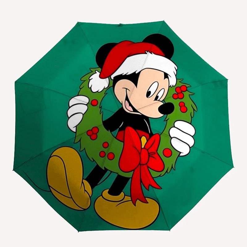 

1pc Mickey Mouse Christmas Automatic Umbrella Durable Iron Frame & Plastic Handle, Sturdy Construction, Playful Design yy250822008