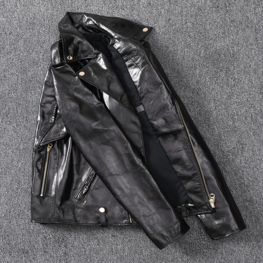 Motorcycle Jacket Retro PU Leather Jacket Men's Slim Fit