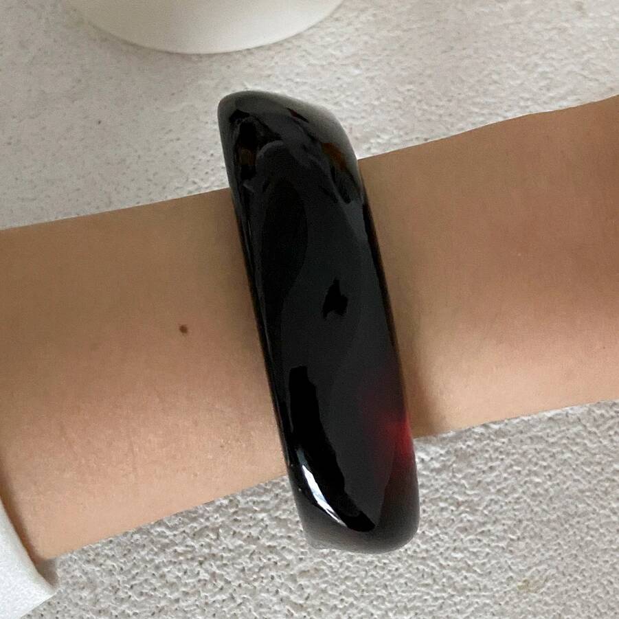 IngeSight.Z Exaggerated Irregular Red Brown Resin Acrylic Wide Resin Bracelets Women Punk Geometric Bangles Party Daily Jewelry