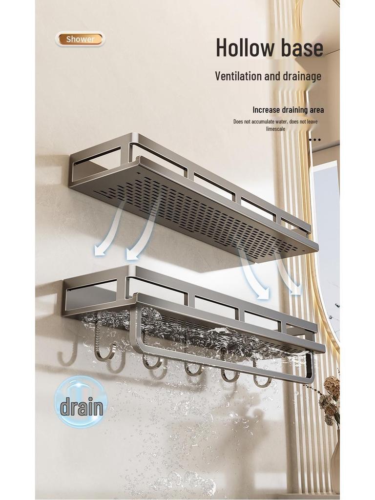 Wall-Mounted No-Drill Bathroom Storage & Vanity Rack