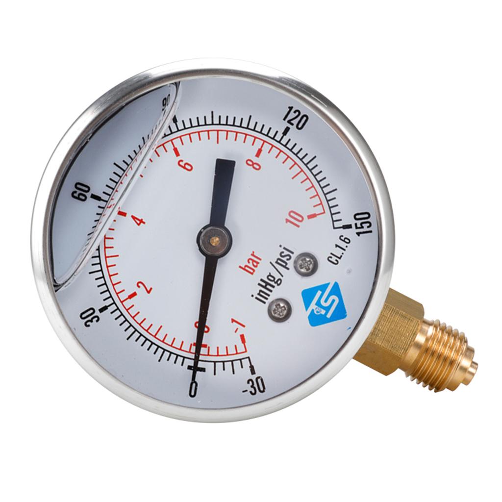 Oil Filled Vacuum Pressure Gauge Quality Metal for Case Lower Mount Connection Accuracy Class 1.6% Suitable for Water Oi