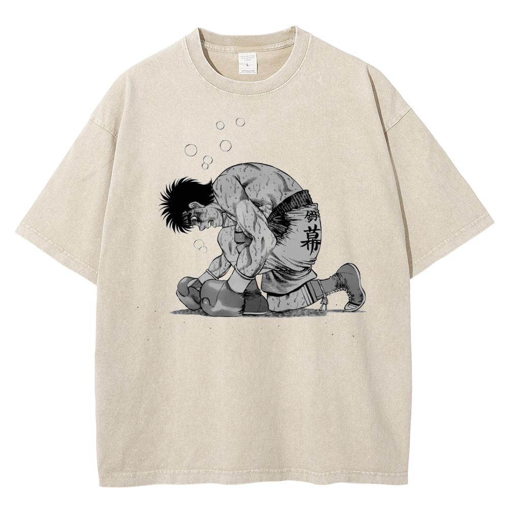 Men Women Hajime No Ippo Anime T Shirt Kamogawa Boxing Gym Makunouchi Takamura KGB Graphic Tshirt Male Washed Cotton Tshirts