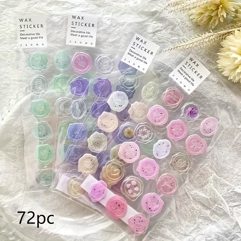 

72pcs Vintage Floral Pastel Stampickers - Self-Adhesive, Soft Pink, Beige, Peach, White, Green, Circular Scrapbooking,Journaling