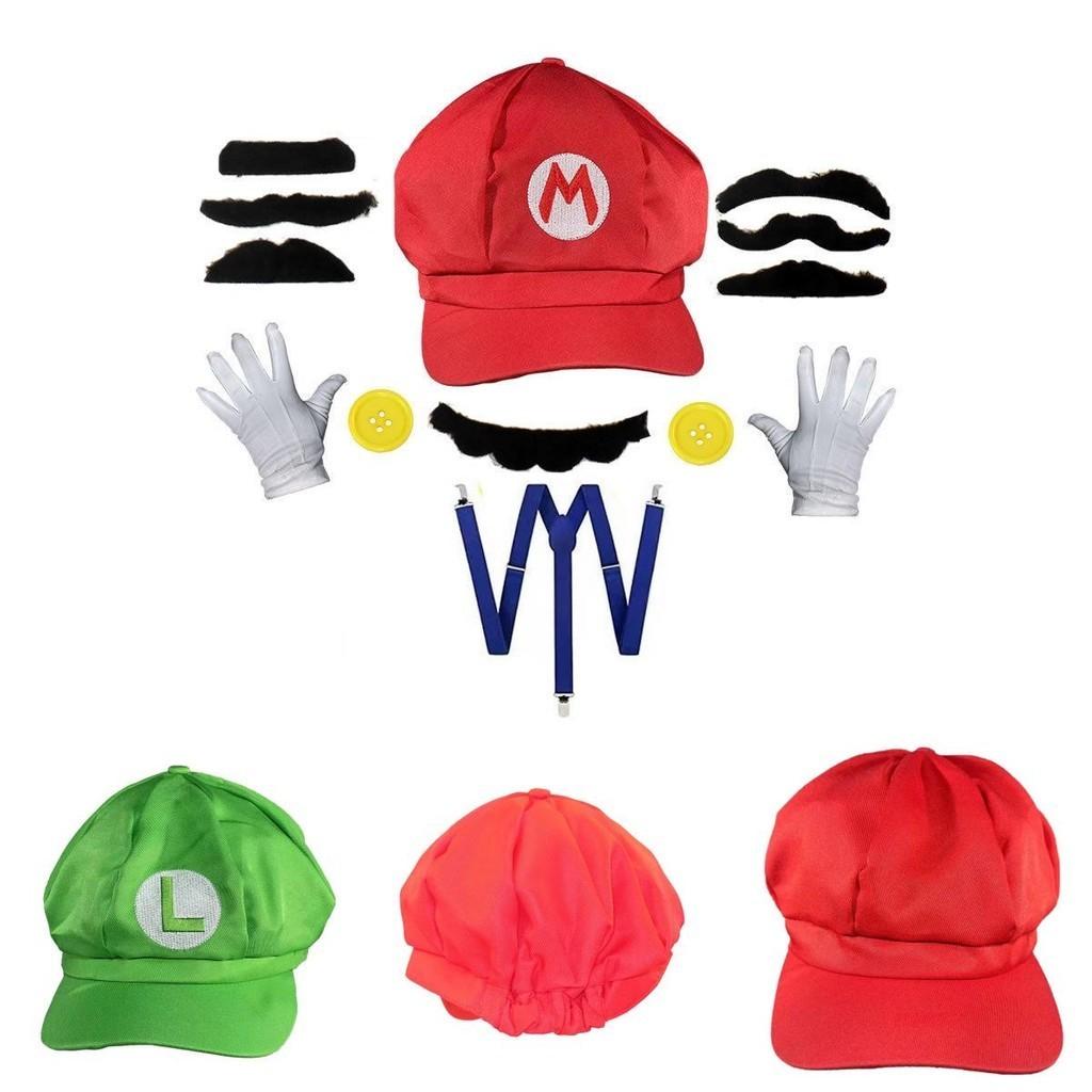 Official Mario Character Adult Octagon Sunhat Baseball Cap And Accessory Set