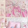 ins Japanese sweet girl background wall hanging cloth cartoon cute bedroom room decoration background cloth wall tapestry