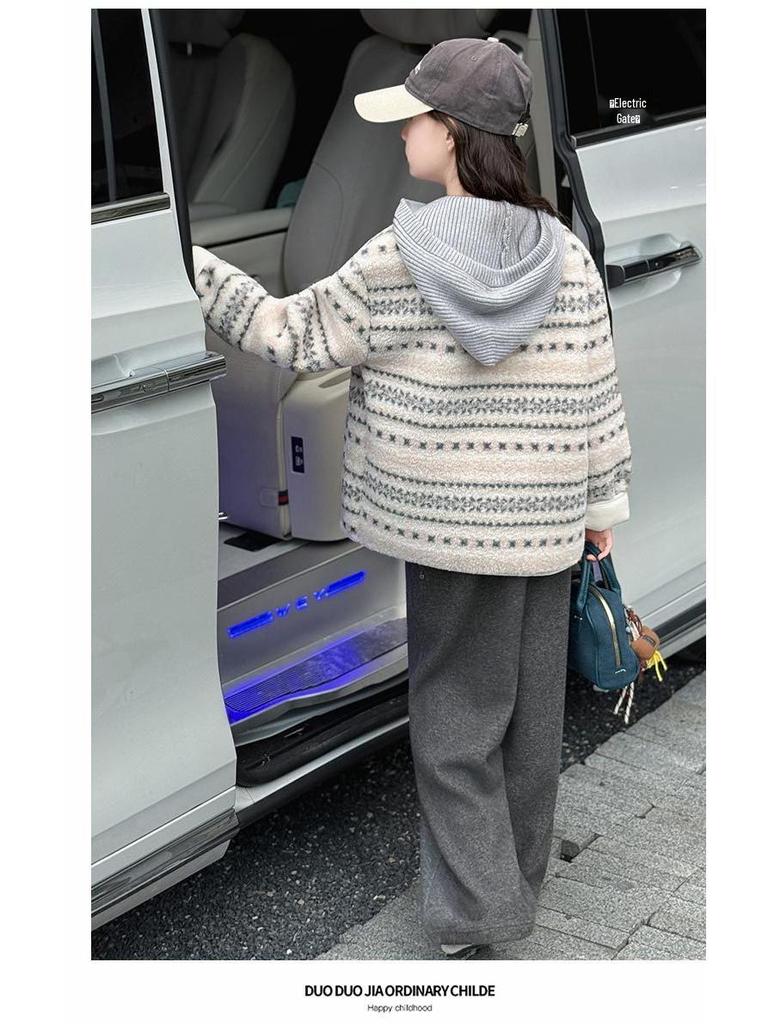 Flickor Set: Fluffig Tröjrock & Fodrade Vida Byxor - Vinterstil 2025