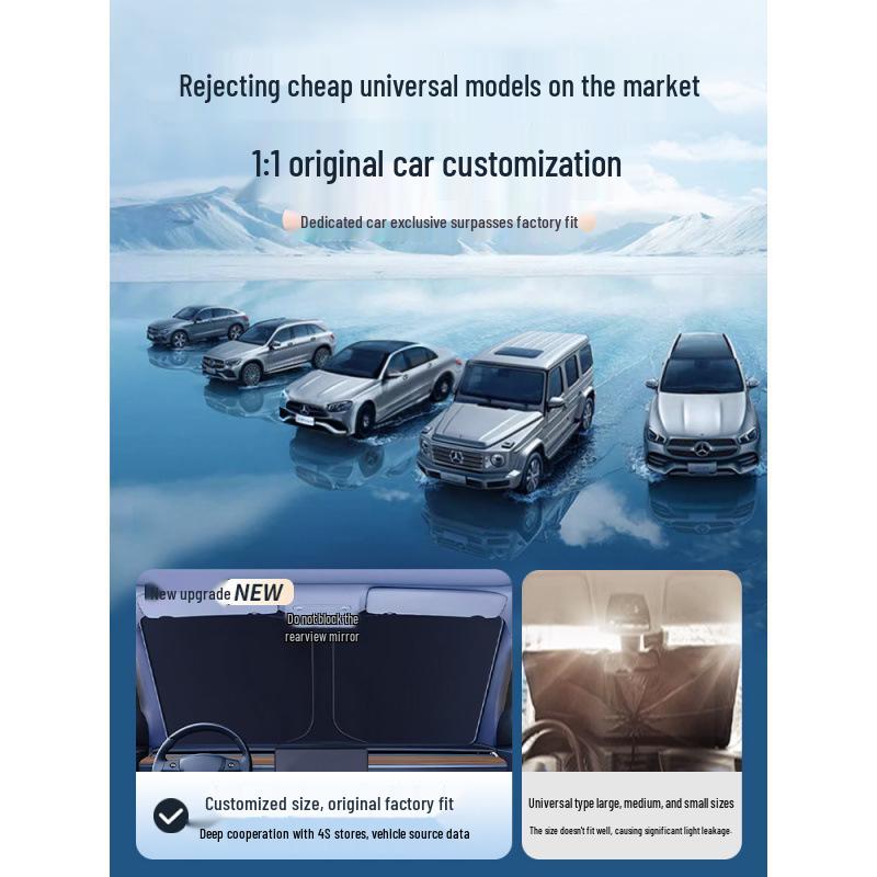 Car Sun Visor Sunshade for Small Windows - Heat Insulation Curtain for Interior Windshield