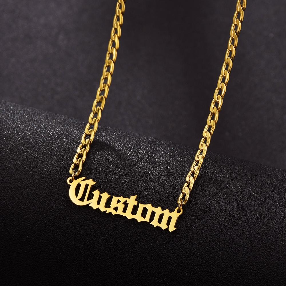 Fashion Stainless Steel Necklace Personalized Letter 5mm NK Thick Chain for Women Men Pendant Nameplate Gift
