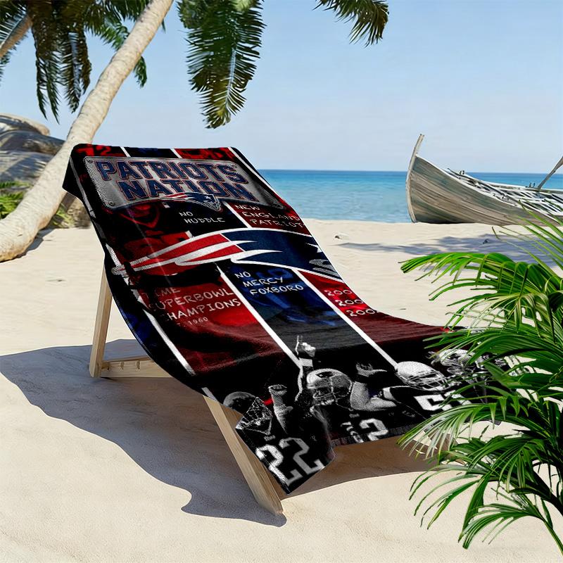 New England Patriots Print Beach Towel, Large Soft Quick Dry Towel for Beach Camping Swimming