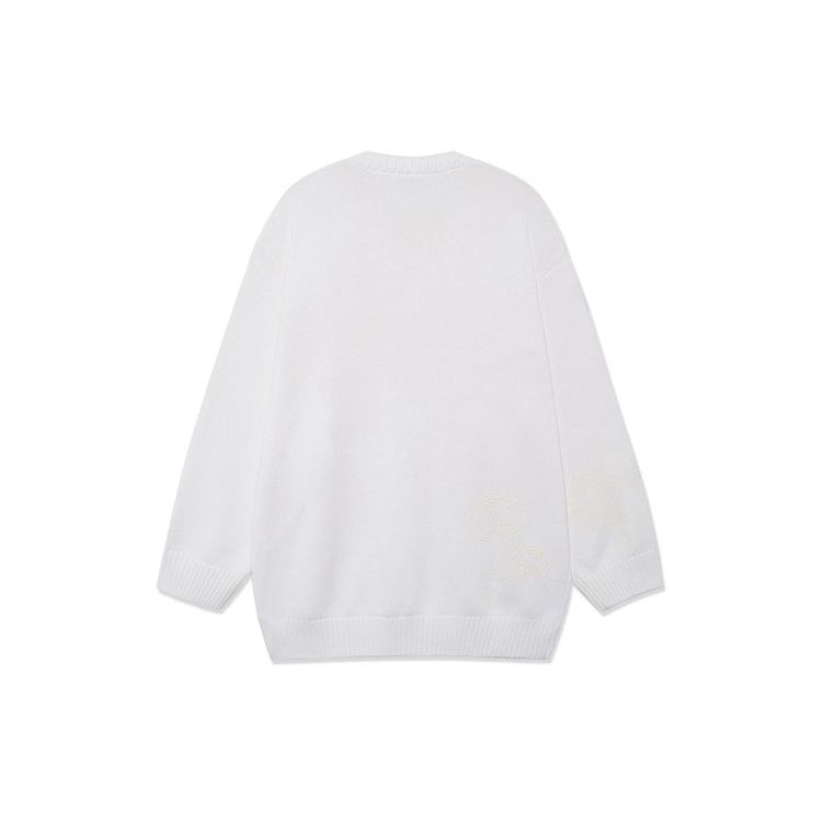 Li Ning Solid Color Casual Crew Neck Pullover Sweater Women sweater White AMBR062-1