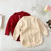 Neugeborenes Baby Zopfmuster Strampler Einfarbige Baby Strampelhose Gestricktes Krabbeloutfit