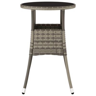 Outdoor Table Ø60x75 Cm Tempered Glass and Poly Rattan Grey