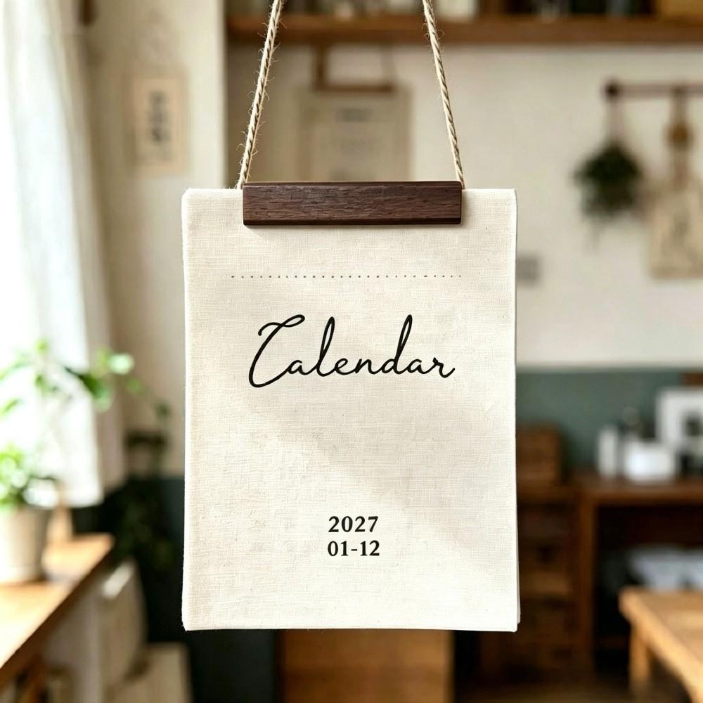 Portable Monthly Calendar Retro Style Calendar Planner Time Tool Fabric Wall Calendar Study Room
