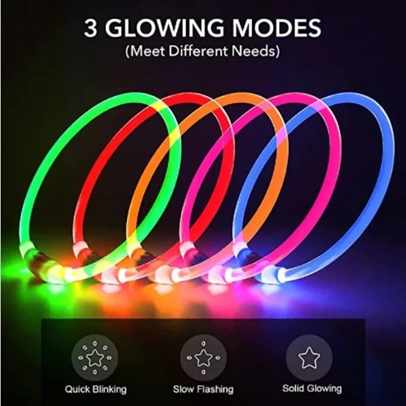 LED-Hundehalsband, leuchtendes USB-Hundehalsband für Katzen, 3 Modi, LED-Licht, leuchtendes Verlustpräventions-LED-Halsband für Hunde, Haustier-Hundezubehör