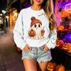 Unisex Lightweight Long Sleeve Neck Pullover Sweatshirt with Halloween Print