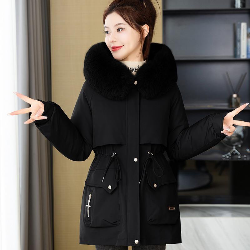 Winter New Pie Overcomes Women's Removable Fur Collar Versatile Cotton-padded Clothes, One Dress and Three Women's Coats