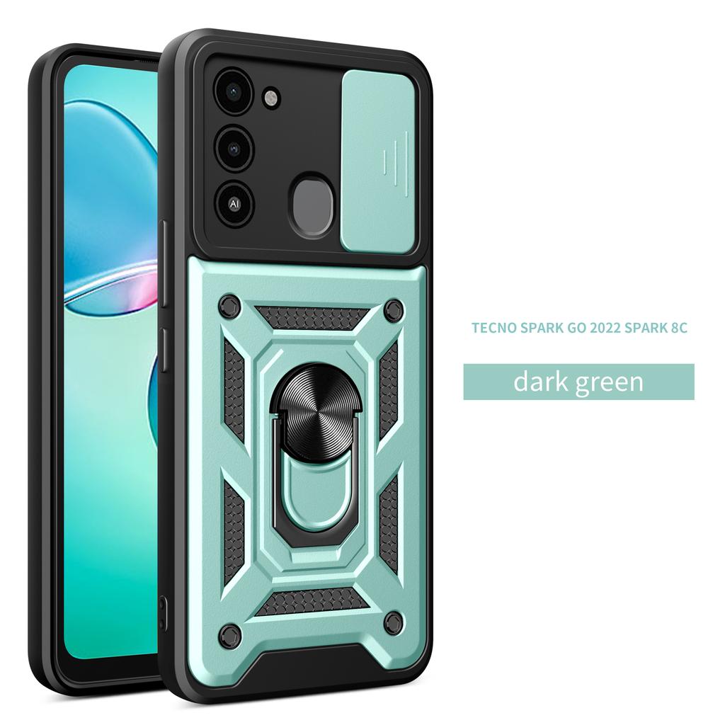 For Tecno Spark 8C Case Tecno Spark 9 Cover Spark Go 2026 Magnetic Ring Holder Armor Phone Case Slide Camera Protect Back Cover