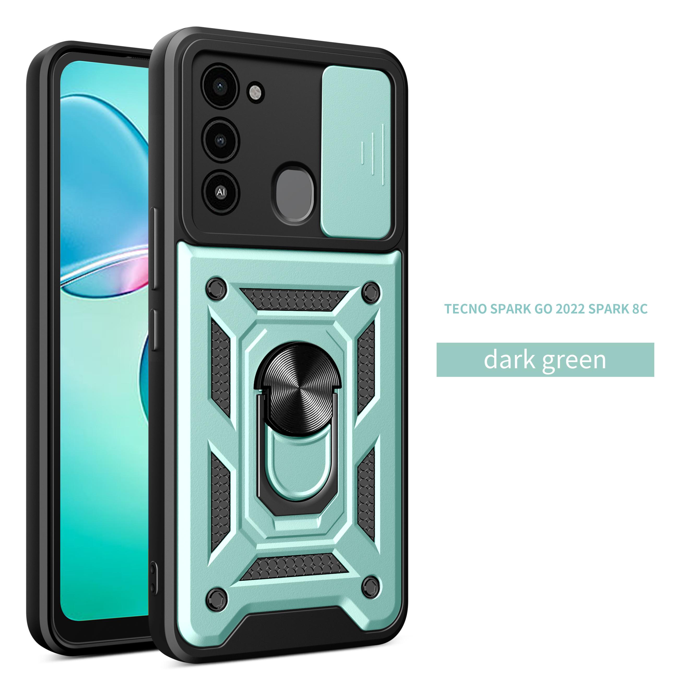 

For Tecno Spark 8C Case Tecno Spark 9 Cover Spark Go 2026 Magnetic Ring Holder Armor Phone Case Slide Camera Protect Back Cover Tecno Spark Go 2022