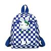 Trendy Children's Backpack For Fall With Stylish Printed Checkered Design And Lightweight Nylon Fabric