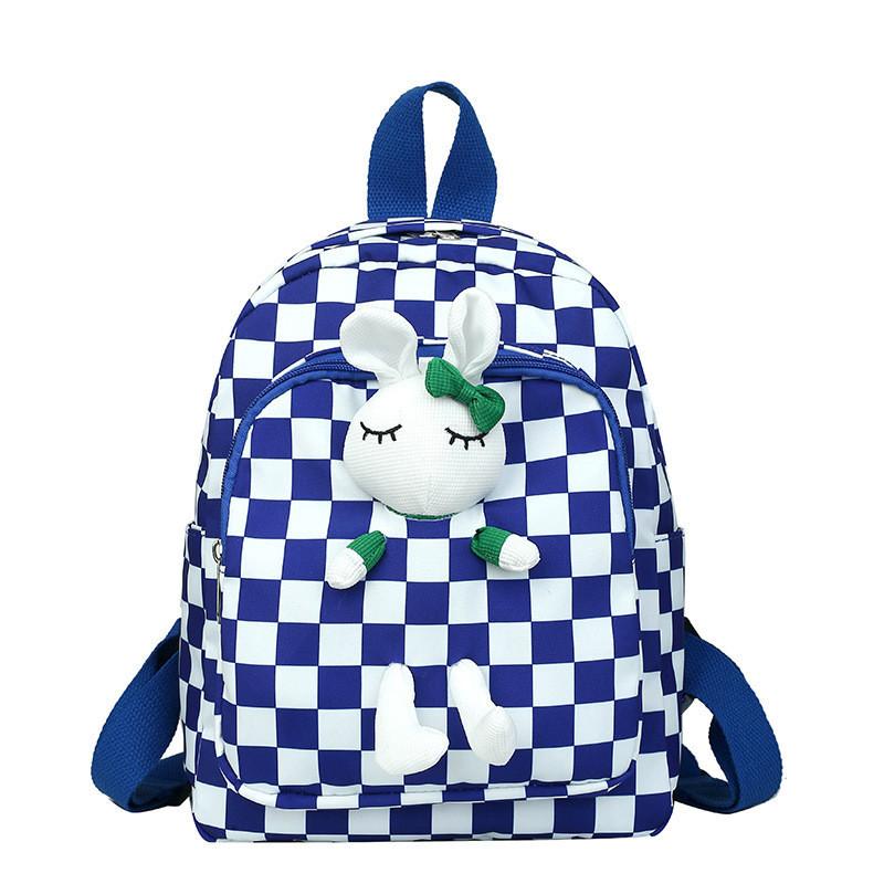 Trendy Children's Backpack For Fall With Stylish Printed Checkered Design And Lightweight Nylon Fabric