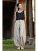 Women's Spring Retro Zen Loose Ramie Cotton Linen Harem Pants for Kung Fu Meditation