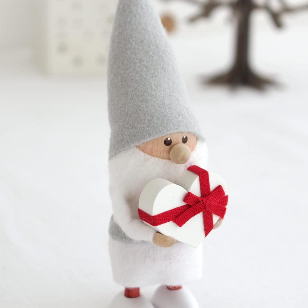 Nordica Nisse Christmas Wooden Doll Heartful Santa Silent Night White X Red